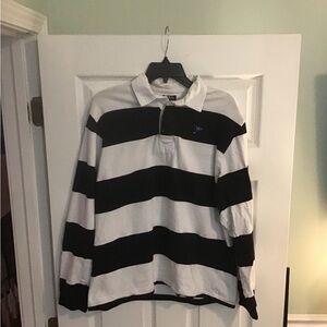 Charles River Apparel Rugby Shirt Medium Blue & White Stripes